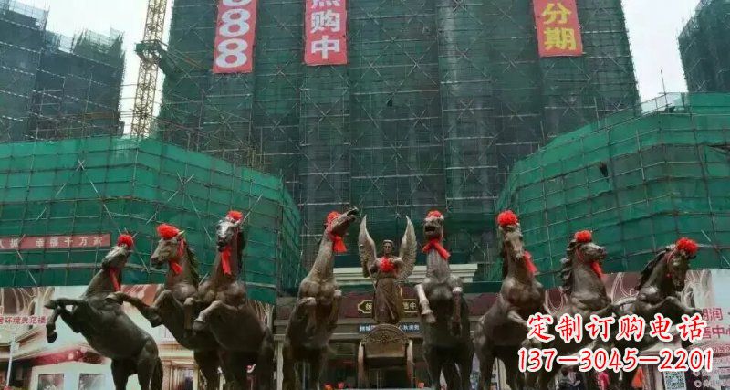 岳阳阿波罗八匹马踏浪而来景观马群铜雕