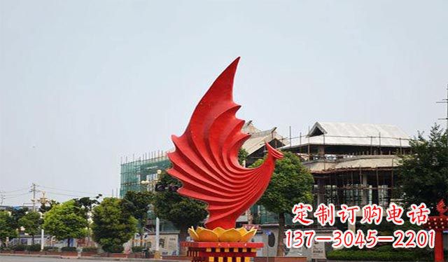 岳阳不锈钢凤凰雕塑象征着城市繁荣