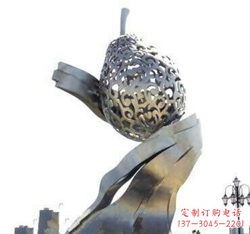 岳阳不锈钢梨雕塑艺术结合精美外形