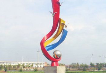 岳阳不锈钢彩色海鸥海浪雕塑——美丽传承