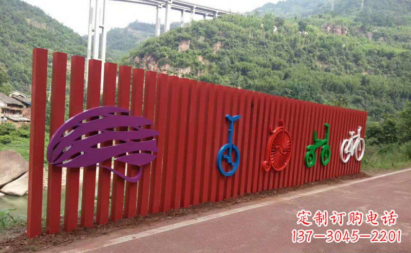 岳阳不锈钢自行车雕塑点缀公园景观