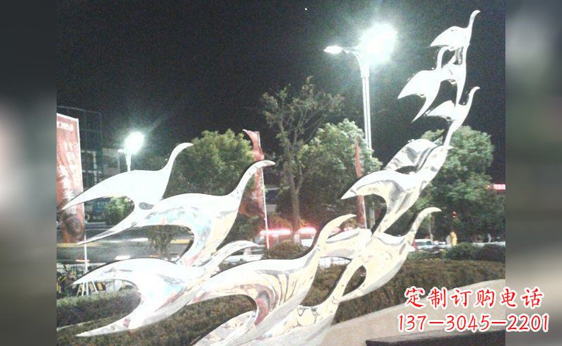 岳阳不锈钢大雁雕塑——灿烂的翱翔