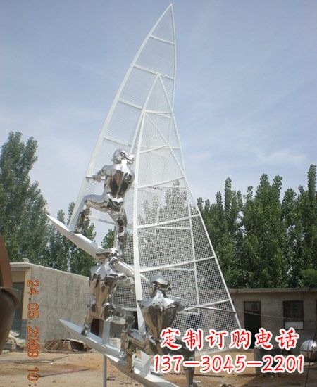 岳阳海上航行不锈钢帆船雕塑