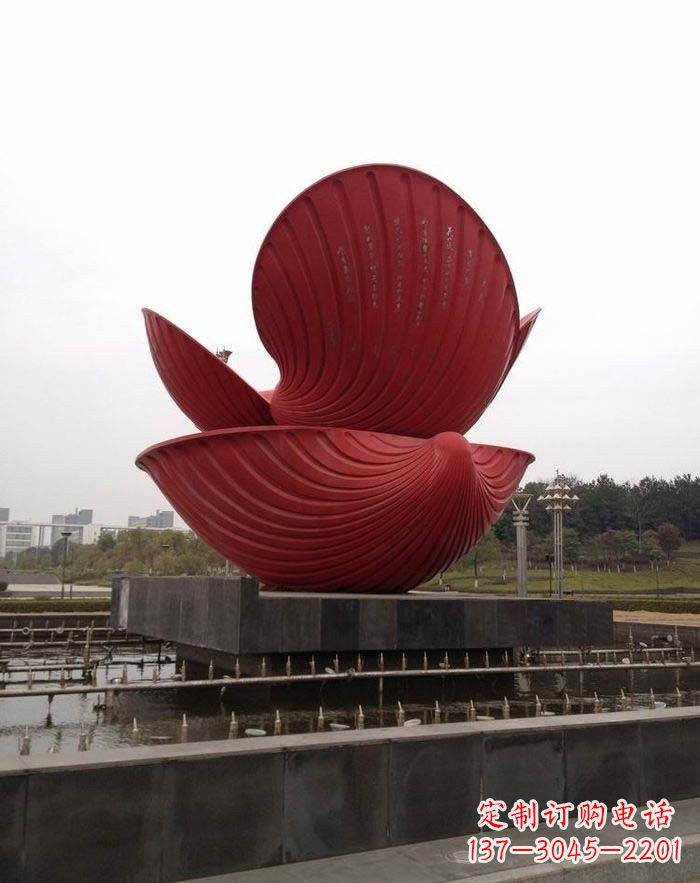 岳阳不锈钢贝壳喷泉雕塑——海洋之美无限
