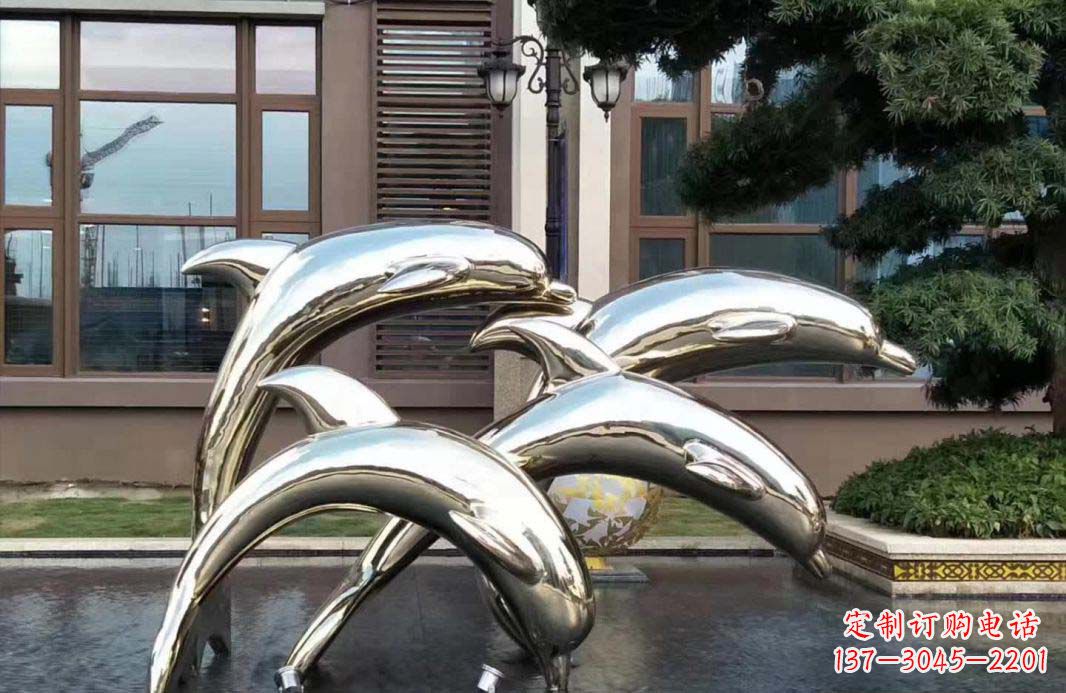 岳阳不锈钢海豚跳跃雕塑精美绝伦