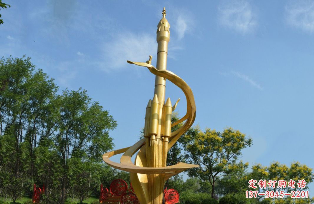 岳阳火箭飞向蓝天不锈钢火箭广场景观雕塑