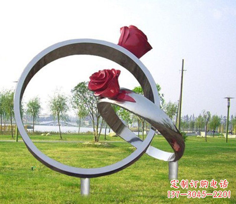 岳阳不锈钢玫瑰戒指雕塑