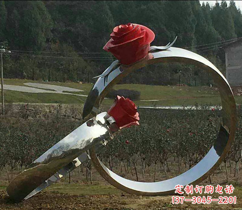 岳阳不锈钢玫瑰雕塑精美的艺术珍品