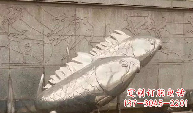 岳阳不锈钢喷泉鱼雕塑美丽装点城市