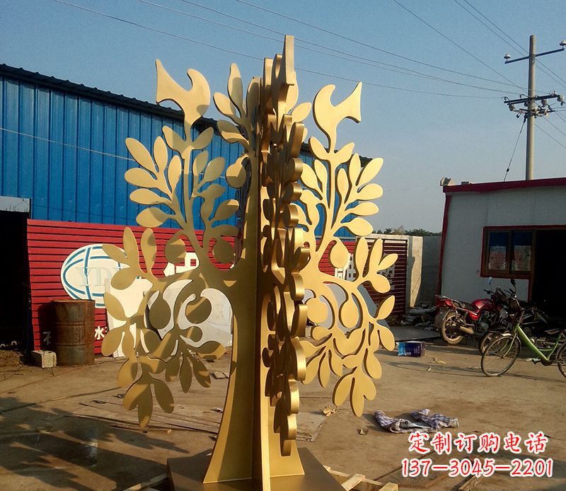 岳阳不锈钢树叶园林景观雕塑——美妙绝伦的艺术之作
