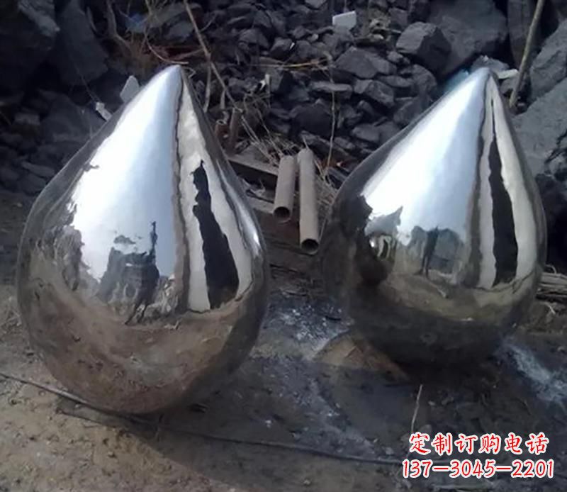 岳阳不锈钢水滴雕塑美丽绽放