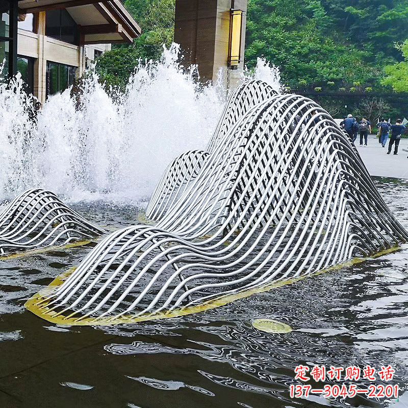 岳阳不锈钢网格制作的假山雕塑
