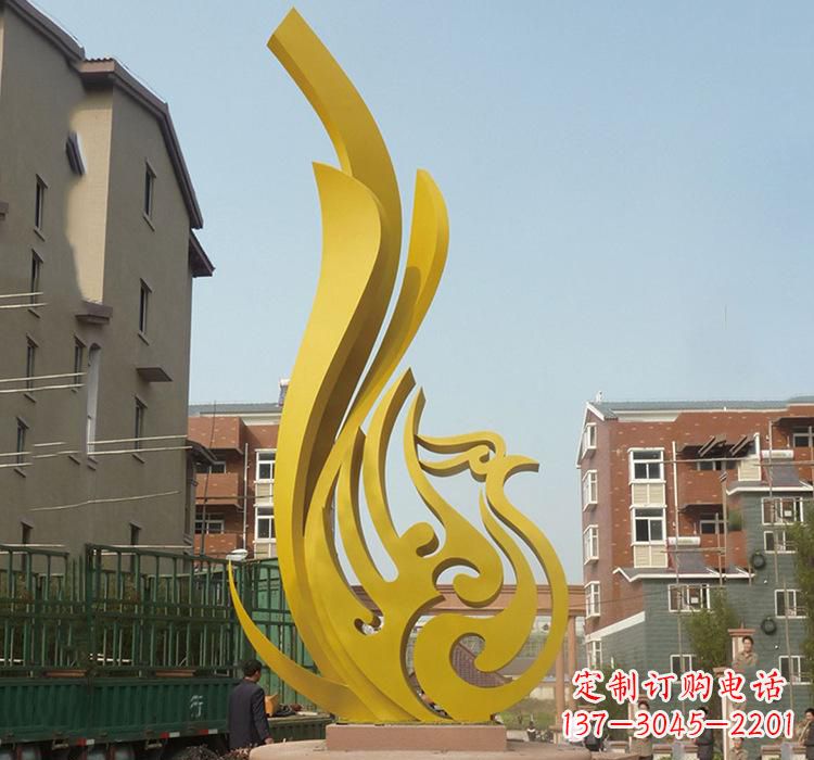 岳阳静谧的凤凰不锈钢园林雕塑