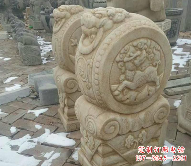 岳阳大理石抱鼓公园门墩雕塑——精美雕刻展现灵动之美