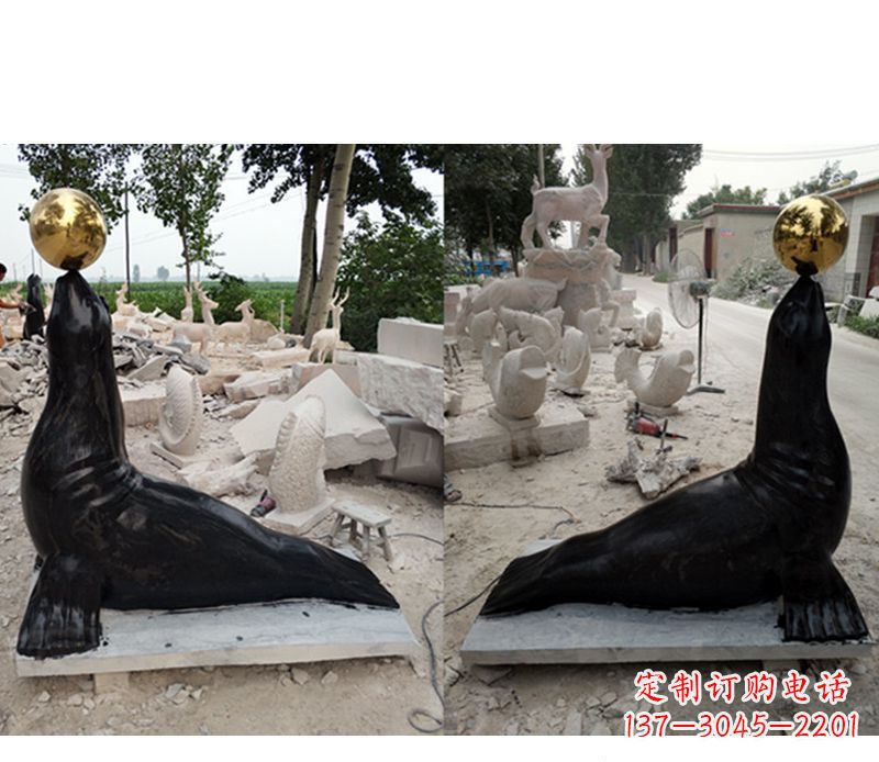 岳阳大理石海豹雕塑
