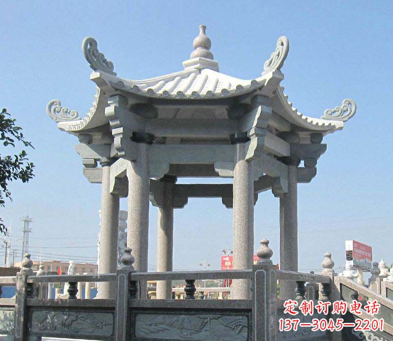 岳阳大理石六角凉亭石雕,为您的家园带来浪漫情怀