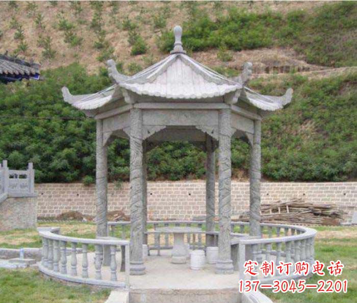 岳阳大理石六角石雕凉亭