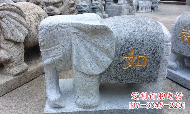 岳阳精美大理石石象雕塑