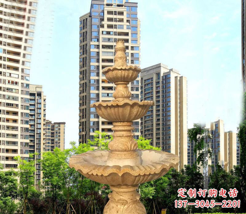 岳阳大理石三层喷泉公园石雕 (2)