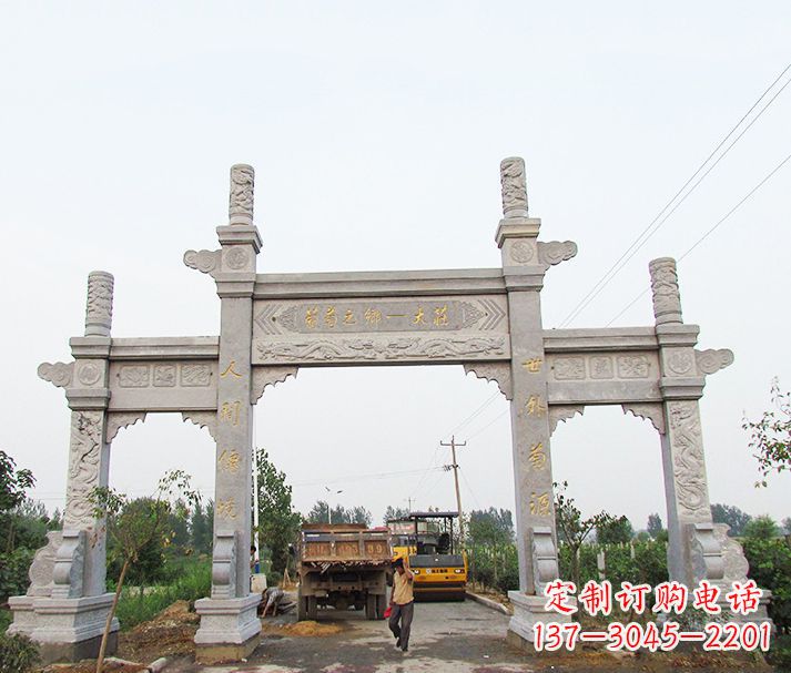 岳阳大理石牌坊石雕,艺术精髓永不凋零