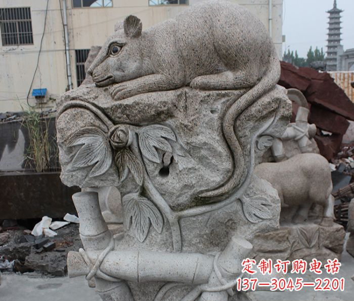 岳阳大理石生肖鼠石雕