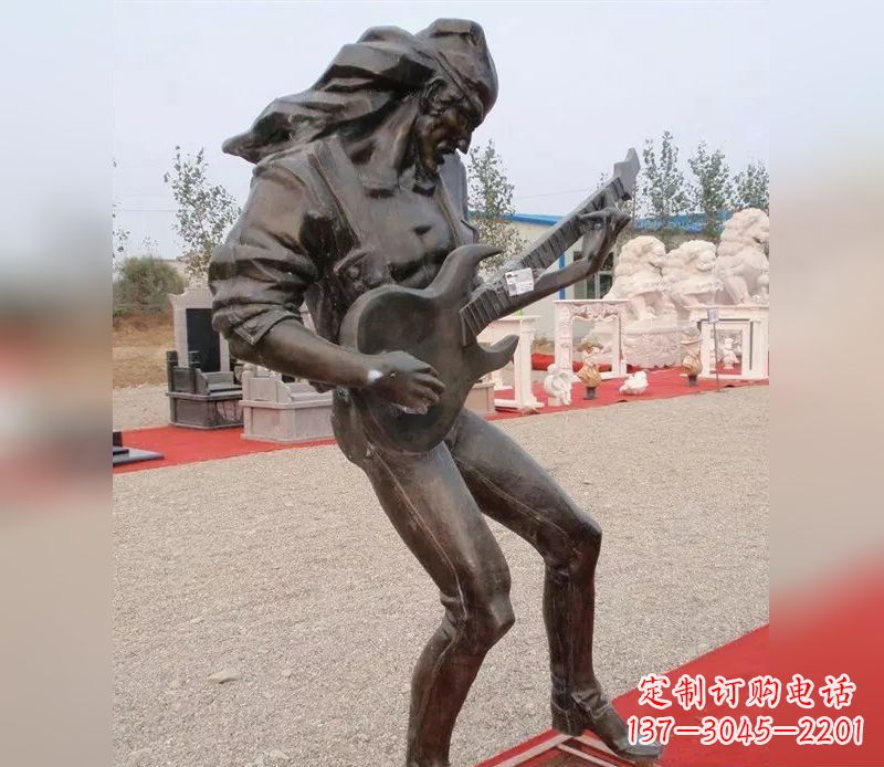 岳阳弹吉他广场小品人物铜雕