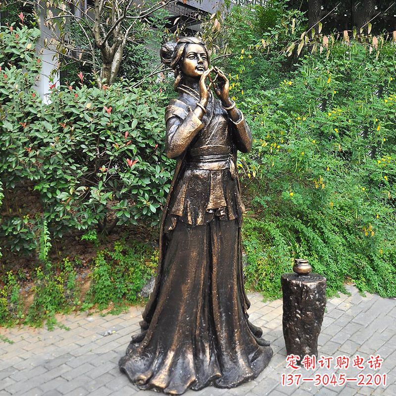岳阳貂蝉铜雕塑像-公园古代美女人物雕塑