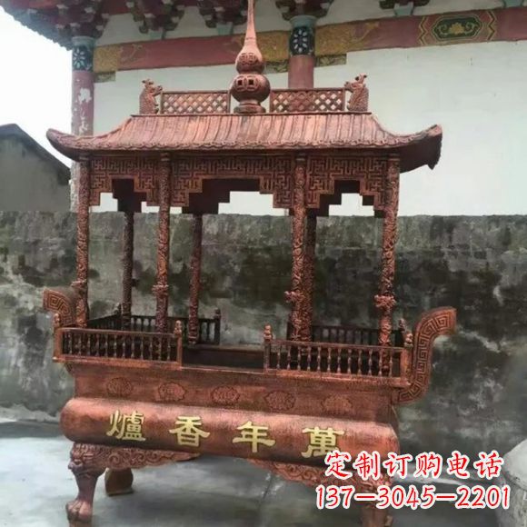 岳阳雕刻蝙蝠铜香炉