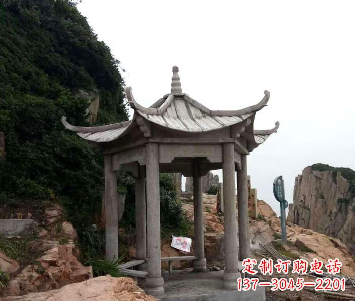 岳阳风格独特的仿古凉亭石雕