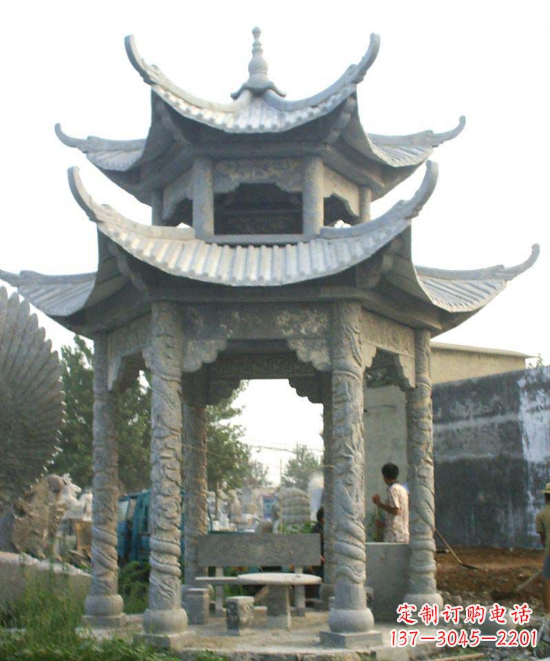 岳阳传统工艺石雕凉亭，精美细致，给你温馨家园