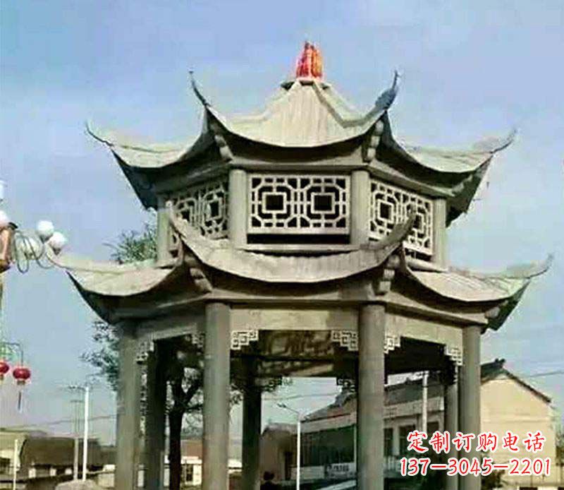 岳阳仿古石凉亭石雕 (2)