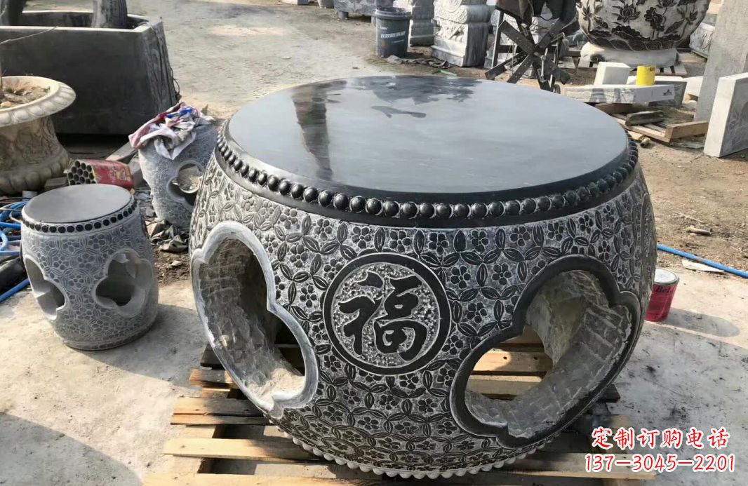 岳阳中领雕塑 | 精美仿古石桌凳雕塑