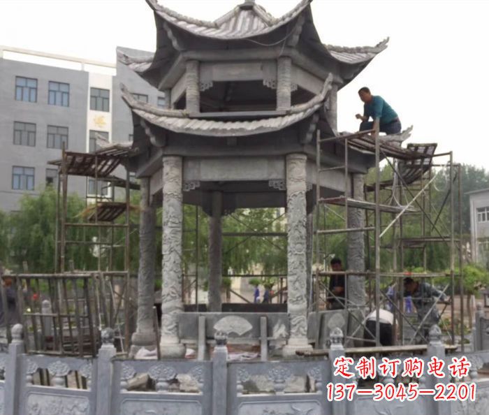 岳阳仿古双层石雕凉亭