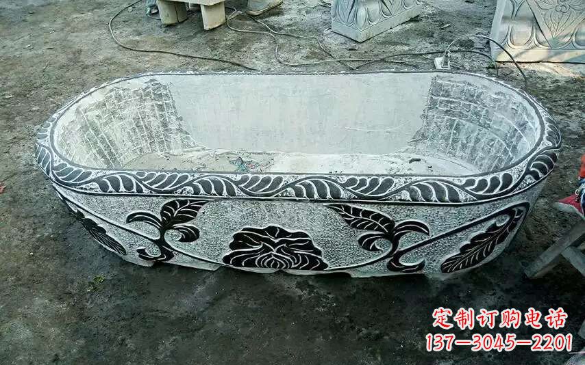 岳阳风格独特的仿古石头水缸雕塑