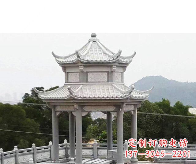 岳阳仿古双层石雕凉亭