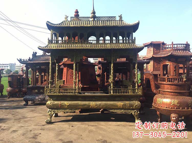 岳阳高浮雕螭龙纹铜香炉
