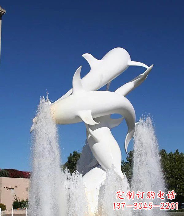 岳阳公园不锈钢动物海豚雕塑