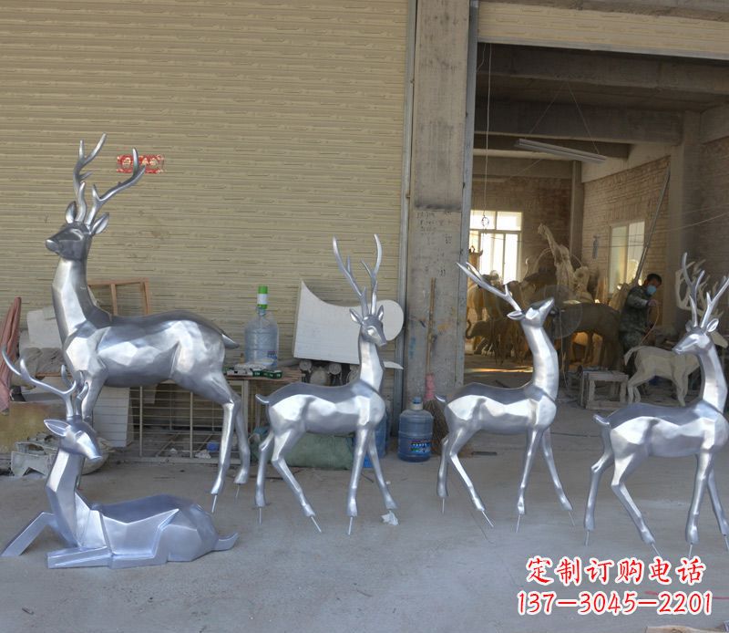 岳阳不锈钢动物雕塑——鹿