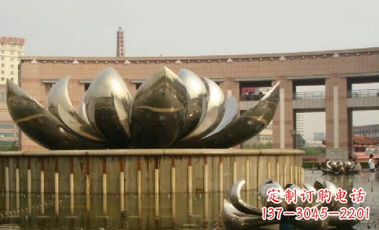 岳阳廊中领雕塑优质的不锈钢荷花雕塑