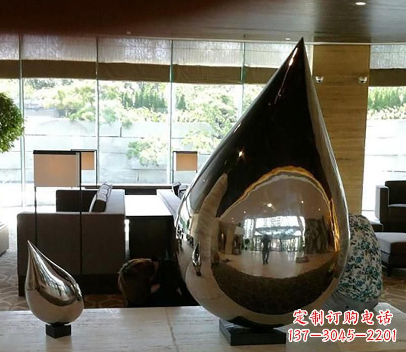 岳阳公园不锈钢水滴球景观雕塑