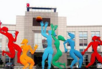 岳阳激情运动的写照不锈钢女孩打篮球雕塑