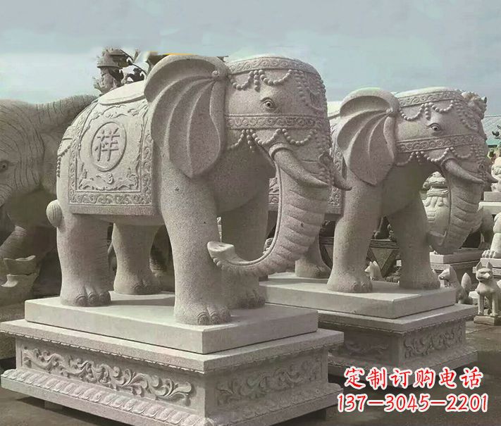 岳阳精美大象大理石雕塑