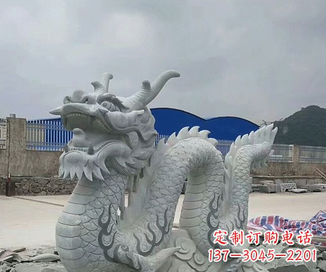岳阳公园大理石生肖龙景观石雕 (2)