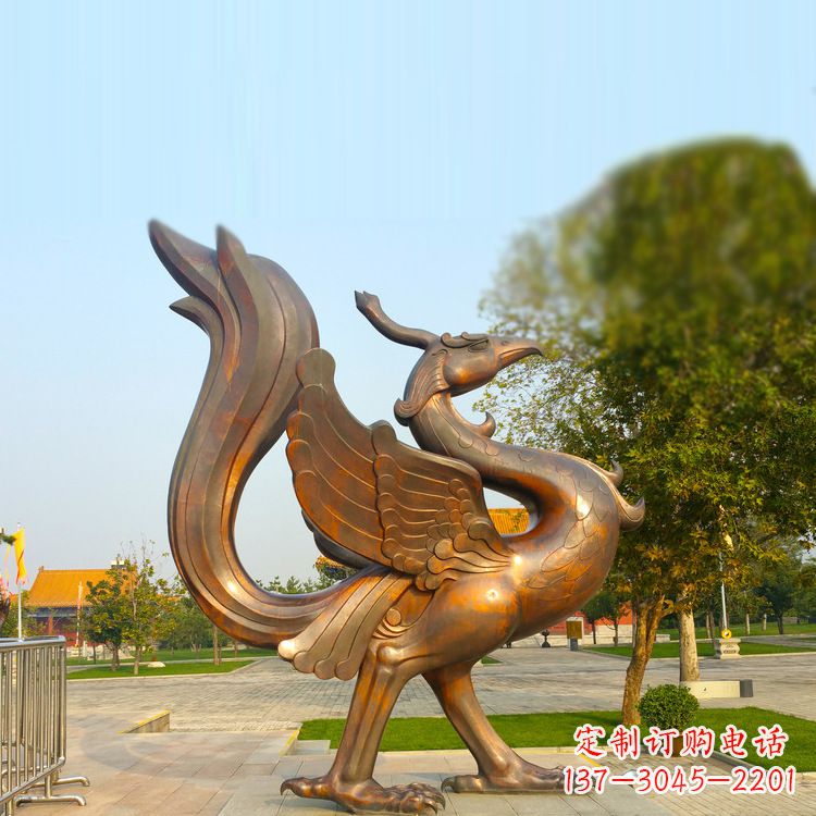 岳阳公园广场四灵之朱雀纯铜铸造雕塑