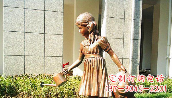 岳阳可爱的公园小女孩铜雕
