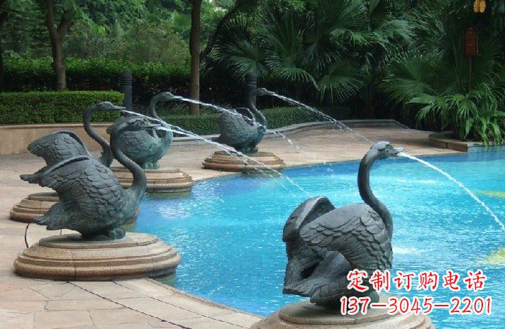岳阳精美雕刻的天鹅喷泉雕塑
