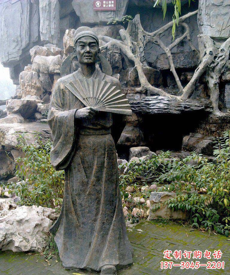 岳阳公园诗人杜甫古代人物铜雕