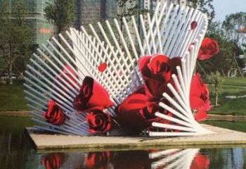 岳阳玫瑰之美，不锈钢艺术雕塑