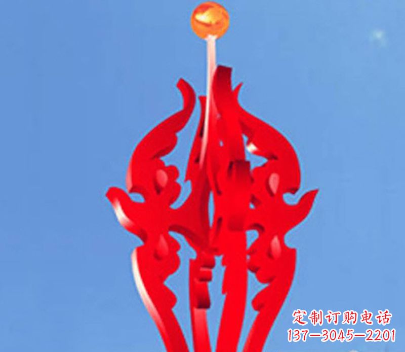 岳阳中领雕塑出品:不锈钢火苗抽象雕塑