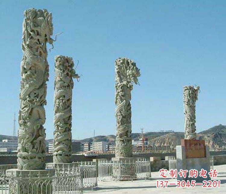 岳阳广场大理石盘龙柱景观石雕 (4)